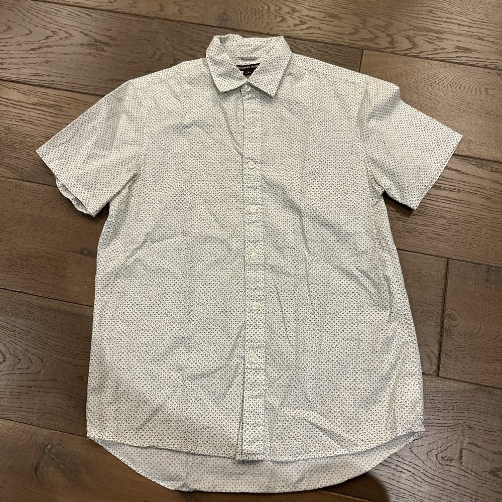 Michael Kors White and Gray Patterned Casual Shirt